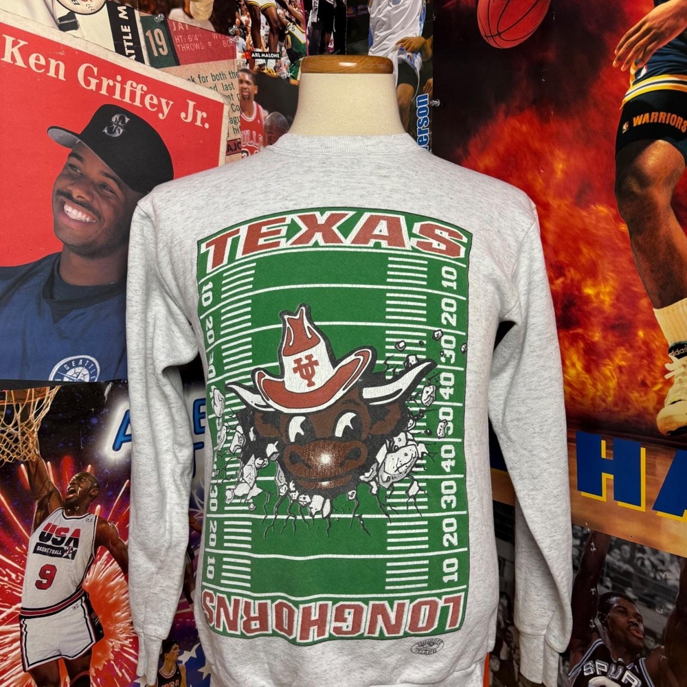 Vintage 90s Texas Longhorns NCAA Football Bevo Crewneck Sweatshirt Sz Small